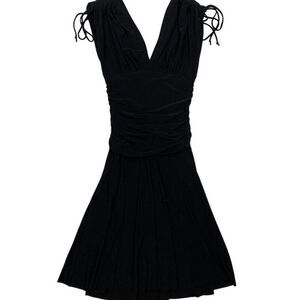 Bisou Bisou Women's 4 Cinched Midi Cocktail Dress Black Fit And Flare Slinky LBD